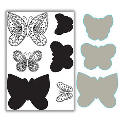 Julie Hickey Designs Clear Stamps und Outline-Stanzschablonen - Layering Flutterbies